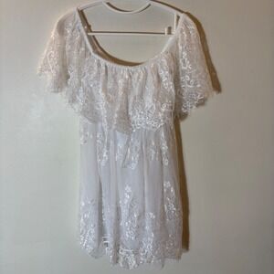 Vintage Seductivewear Cinema Etoile White Lace Babydoll Nightgown Bridal Large